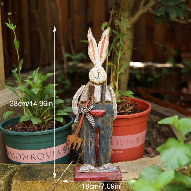 BowLift | Wooden Retro Easter Bunny Outdoor Ornament