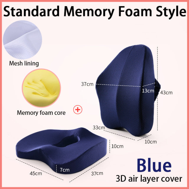 BowLift | Office Chair Memory Foam Cushion Pillow Set