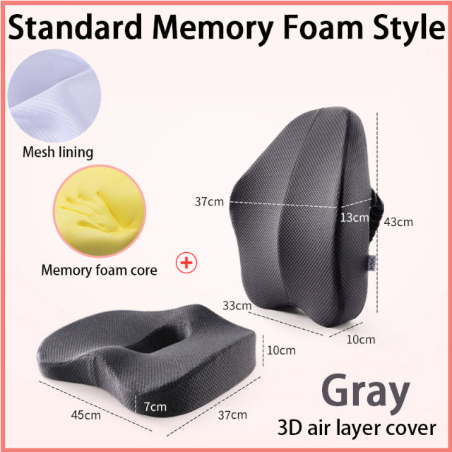BowLift | Office Chair Memory Foam Cushion Pillow Set