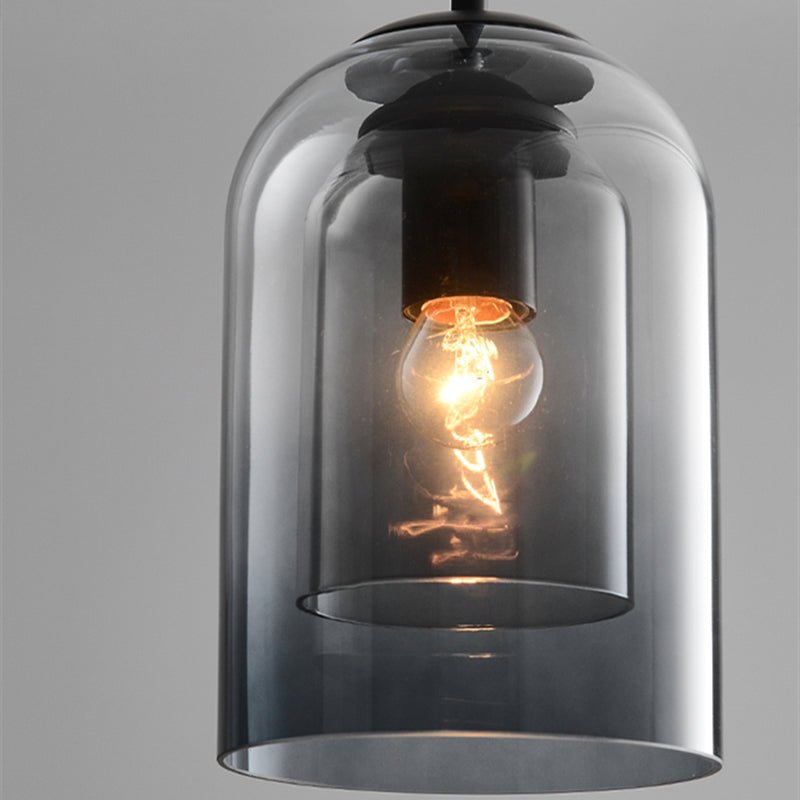 BowLift | Mica Mid-Century Pendant Lamp – Double Glass Shade with Iron Fittings