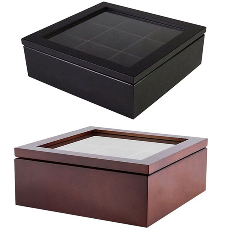 BowLift | Large Grid Caddy Wood Tea Storage Box