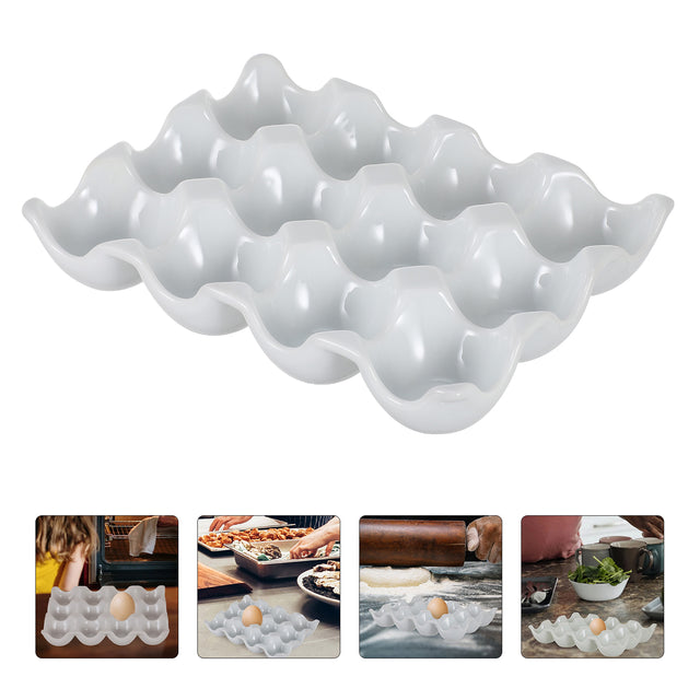 BowLift | Creative 6 Grids White Ceramic Egg Tray