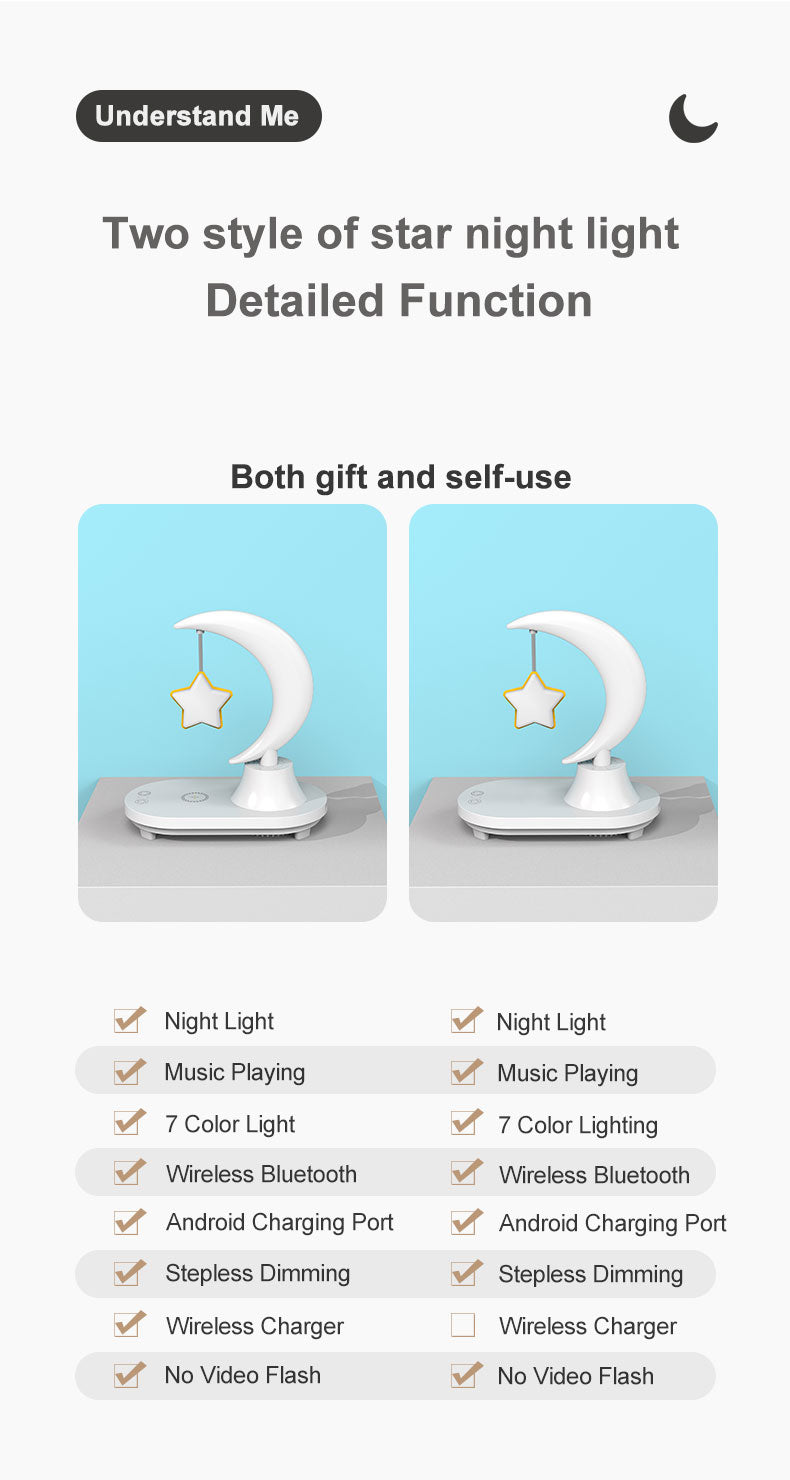 BowLift | Moon Star Wireless Charging Night Lamp