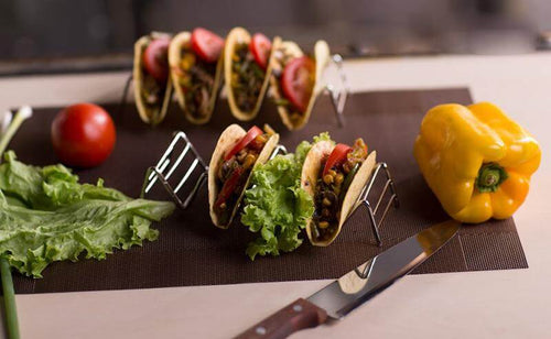 BowLift | 2pcs Metal Taco Holder Stand with Non-Slip Mat