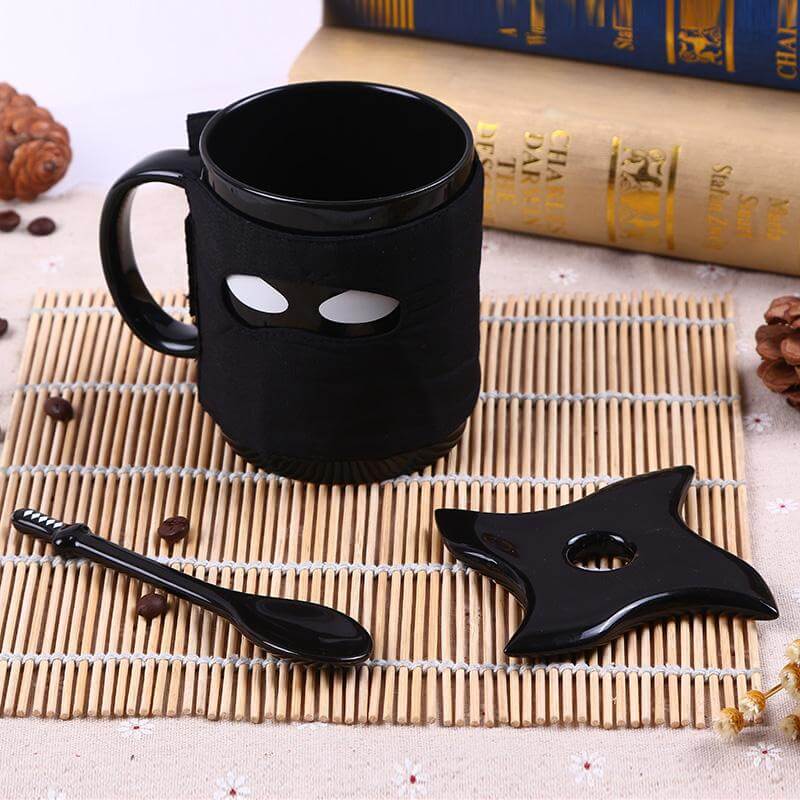 BowLift | Creative Ninja Ceramic Mug with Mask Sword and Spoon