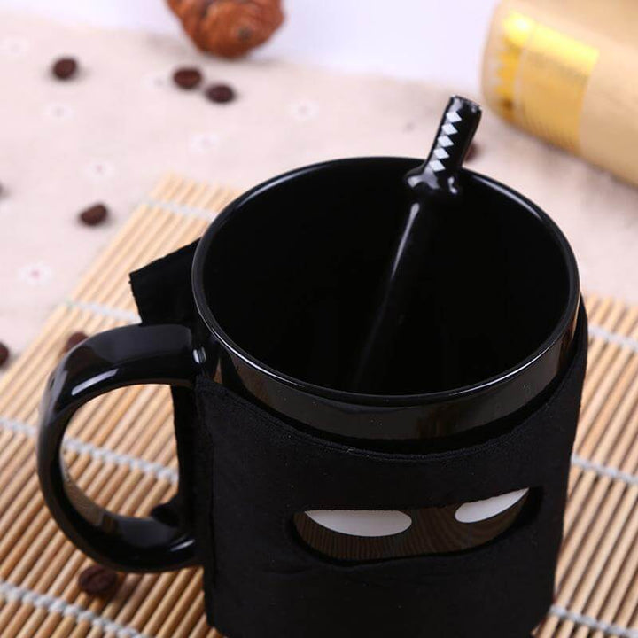 BowLift | Creative Ninja Ceramic Mug with Mask Sword and Spoon