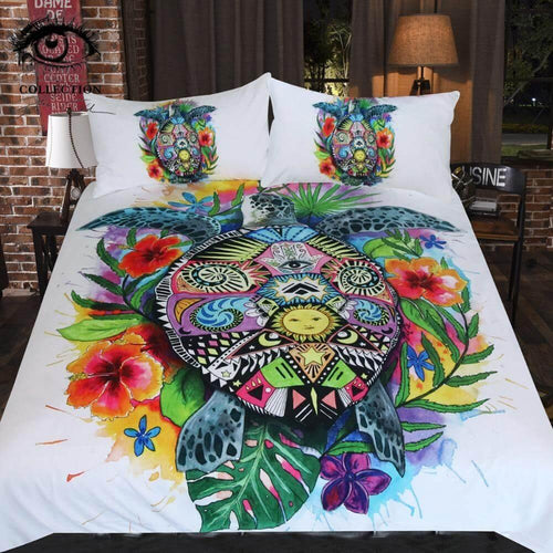 BowLift | 3pcs Luxury Turtle Life Tortoise Colorful Home Comfortable Duvet Cover Bedding Set
