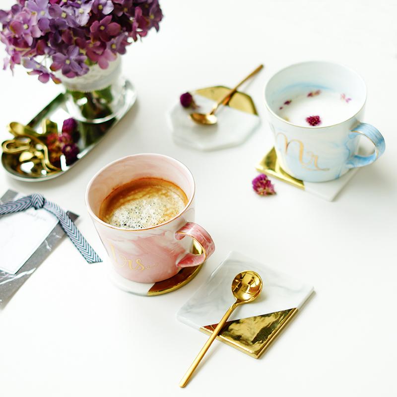 Marble Porcelain Mr & Mrs Coffee Mugs | Bowlift