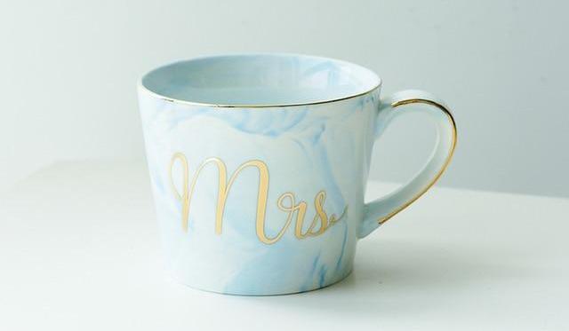Marble Porcelain Mr & Mrs Coffee Mugs | Bowlift