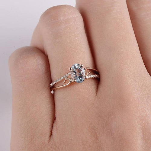 Oval Cut Rose Gold Double to Single Band Ring | Bowlift