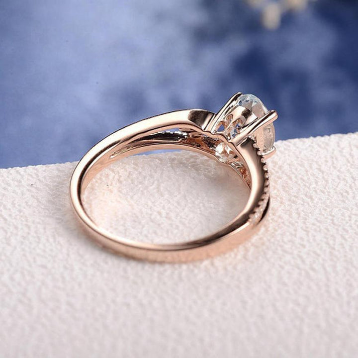 Oval Cut Rose Gold Double to Single Band Ring | Bowlift