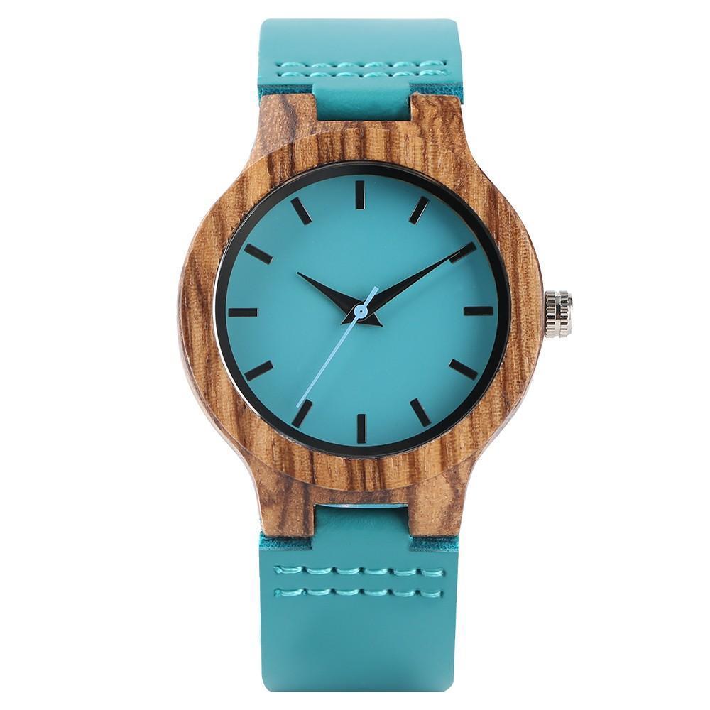 BowLift | Women’s Bamboo Wooden Watch - Wristwatch Turquoise