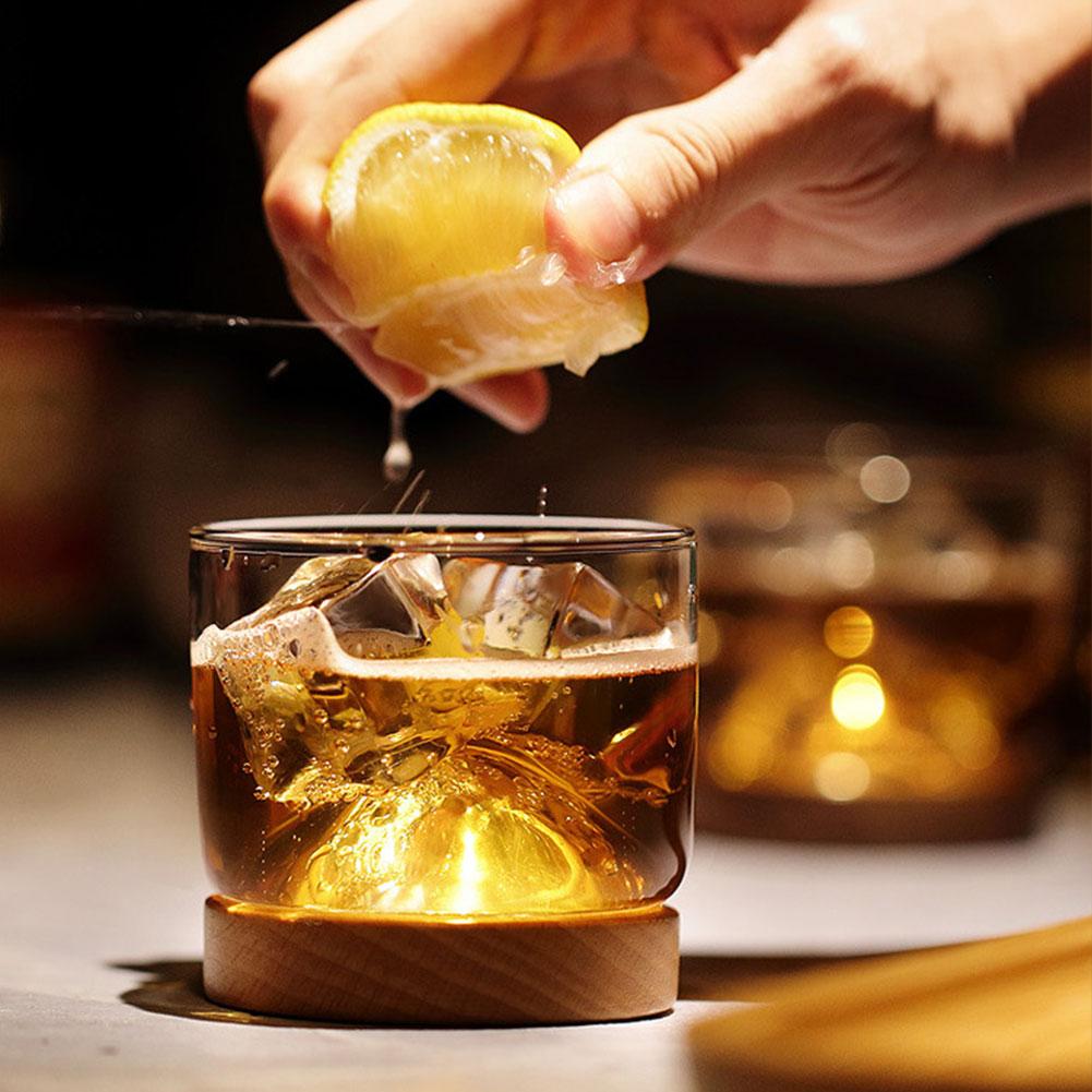 Houston - Wooden Base Whiskey Mountain Glass | Bowlift