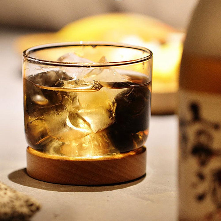 Houston - Wooden Base Whiskey Mountain Glass | Bowlift