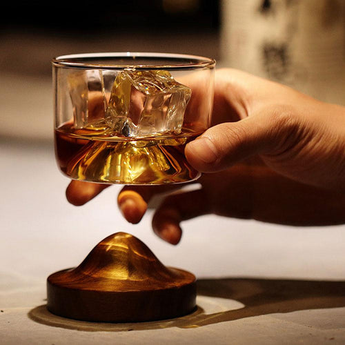 Houston - Wooden Base Whiskey Mountain Glass | Bowlift