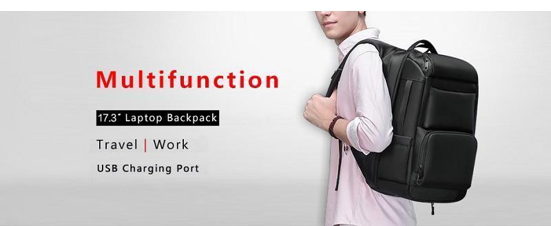 BowLift | 15.6 Inch Laptop Travel Backpack Water Repellent Functional Rucksack With USB Charging Port