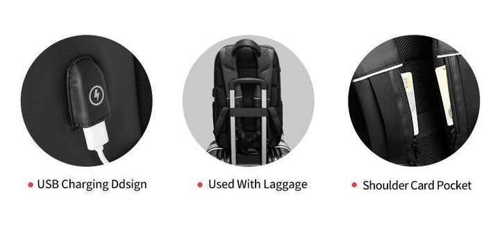 BowLift | 15.6 Inch Laptop Travel Backpack Water Repellent Functional Rucksack With USB Charging Port