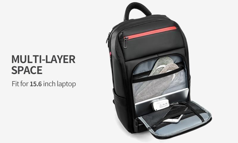 BowLift | 15.6 Inch Laptop Travel Backpack Water Repellent Functional Rucksack With USB Charging Port