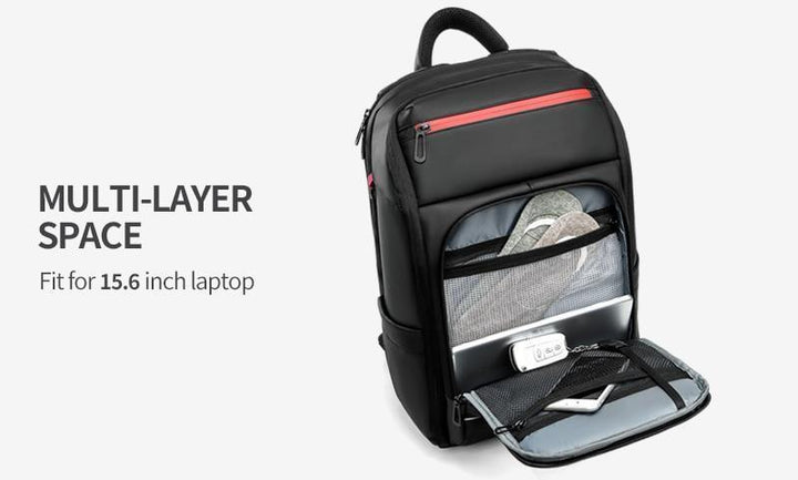 BowLift | 15.6 Inch Laptop Travel Backpack Water Repellent Functional Rucksack With USB Charging Port
