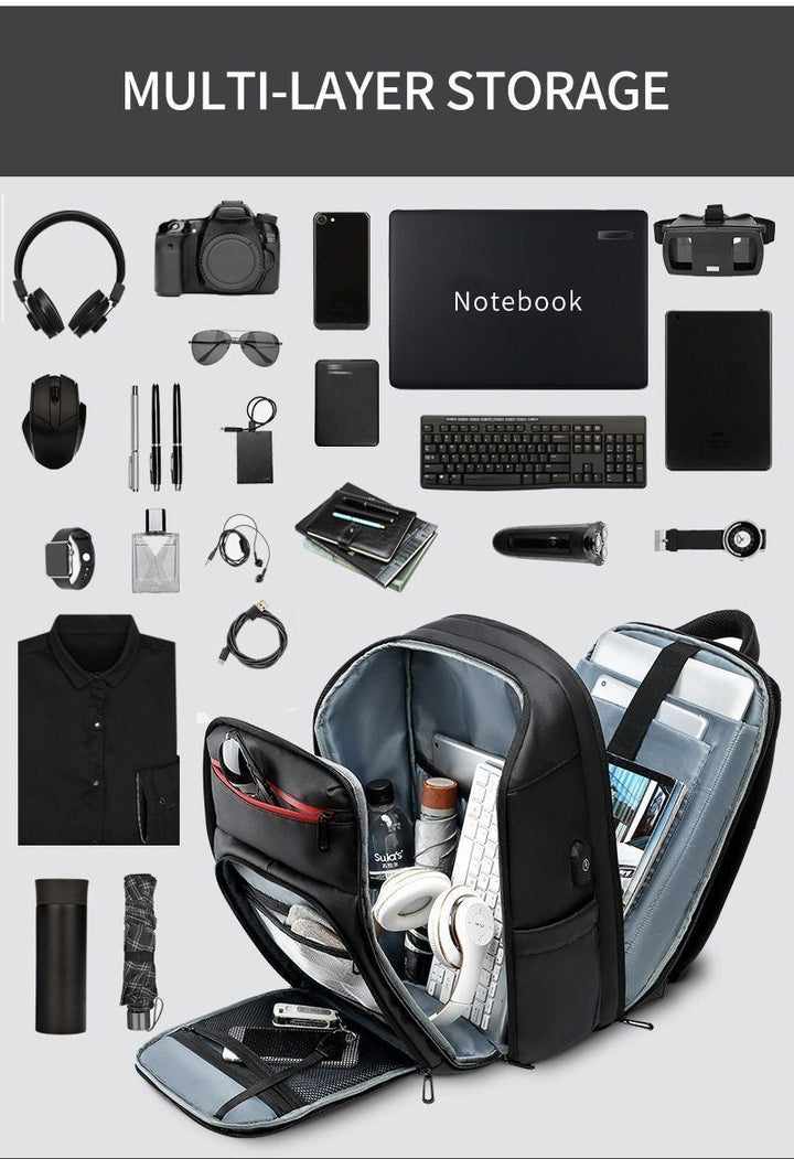 BowLift | 15.6 Inch Laptop Travel Backpack Water Repellent Functional Rucksack With USB Charging Port