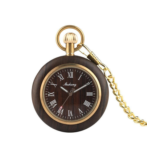 BowLift | Mens Bamboo Case Pocket Watch - Wooden Dial Simple and Fashionable