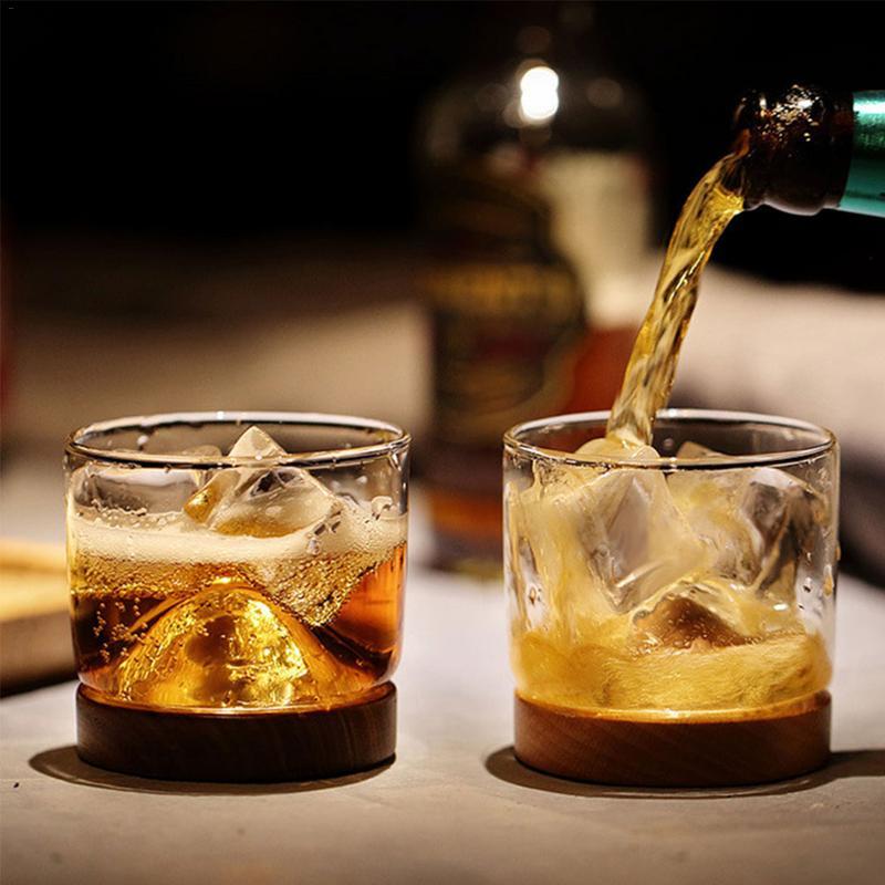 Houston - Wooden Base Whiskey Mountain Glass | Bowlift