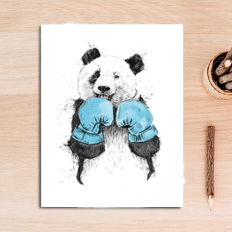 Funny Boxing Panda Animal Banksy - Canvas Wall Art Painting | Bowlift