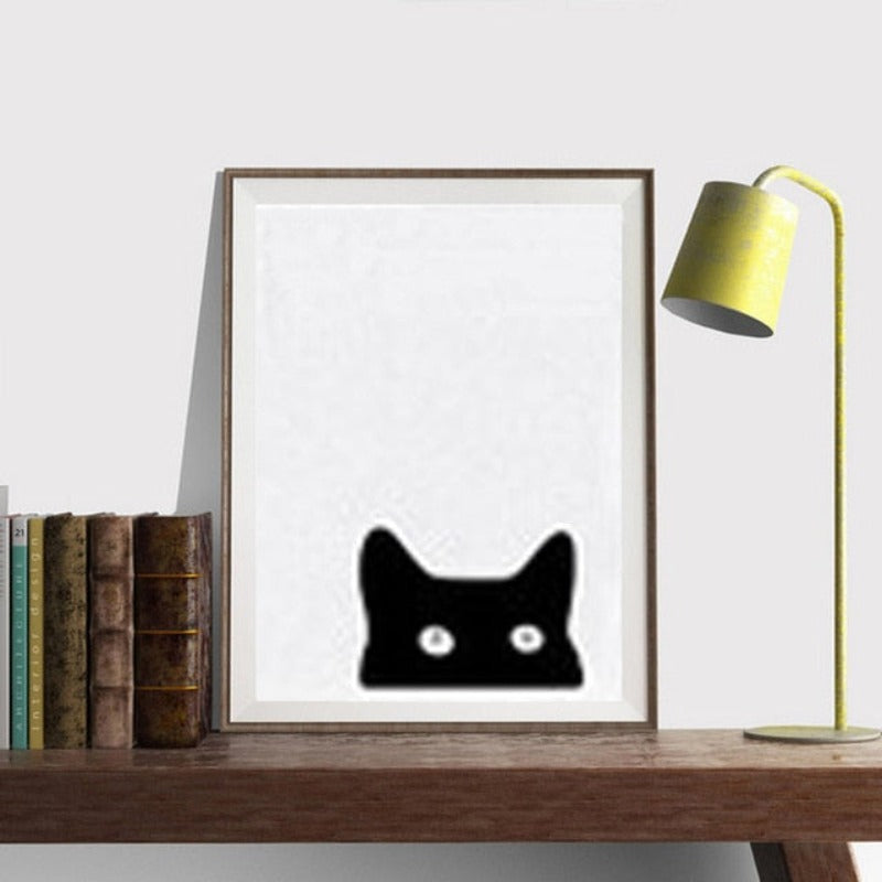 Minimalist Black And White Cartoon Bear Nursery Decor - Canvas Wall Art Painting | Bowlift