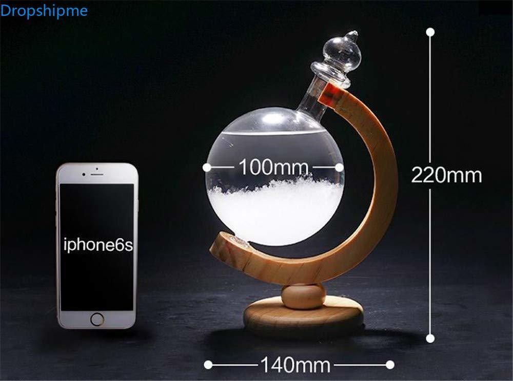 BowLift | Storm Glass Weather Predicting Forecast Bottle Crystal Desktop Barometer with Wooden Base