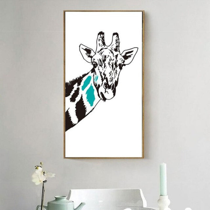 Minimalist Animals Giraffe Tie Nordic Poster - Canvas Wall Art Painting | Bowlift