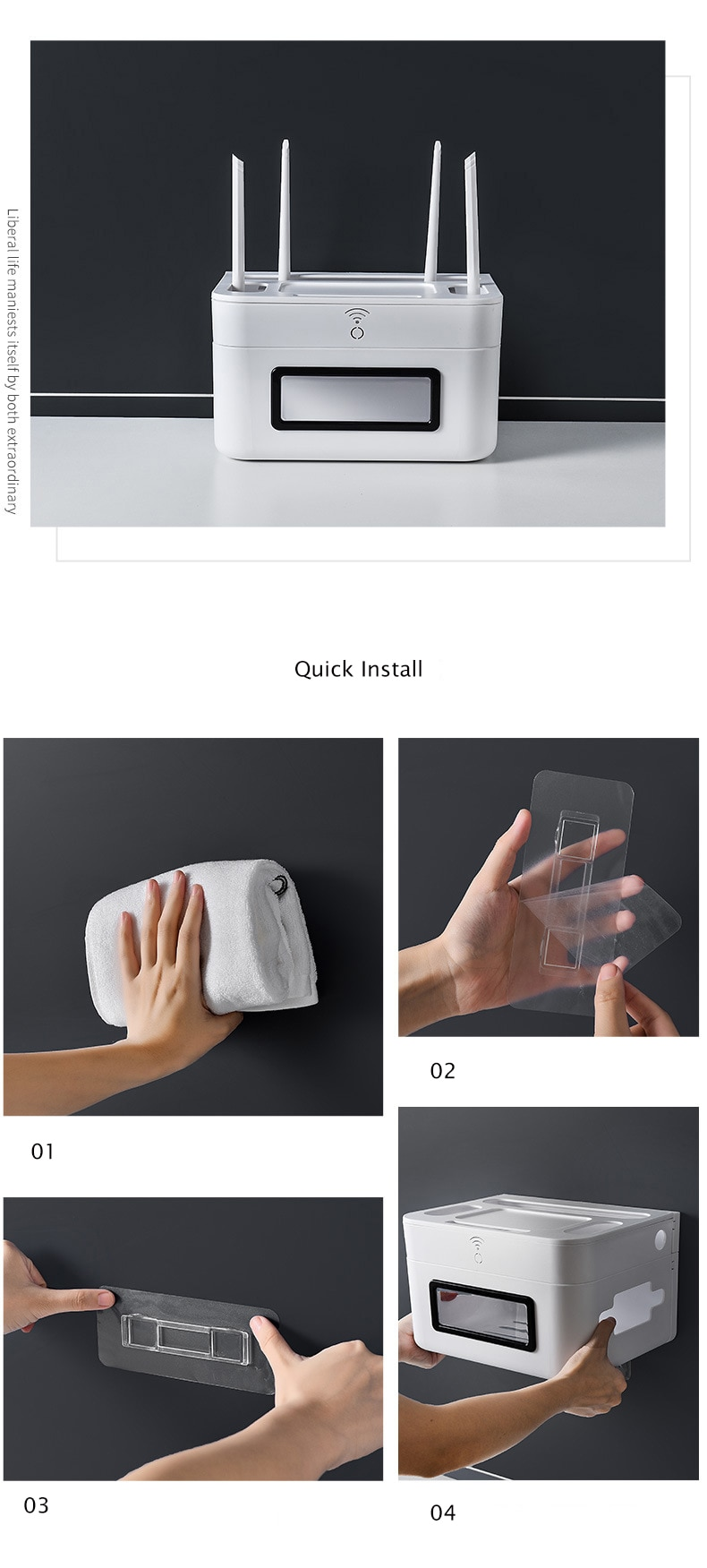 BowLift | Wall-Mounted Wifi Cable Socket Storage Organizer Box