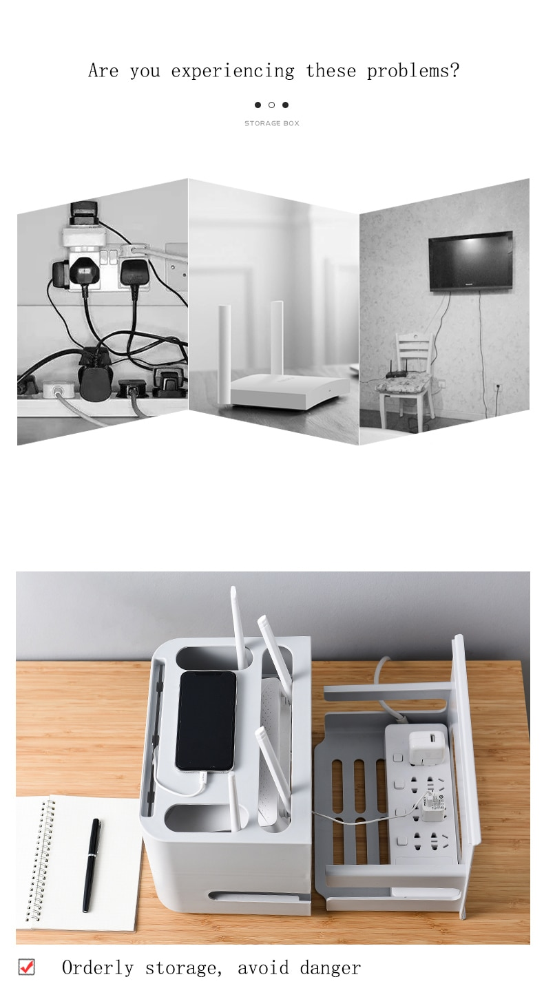 BowLift | Wall-Mounted Wifi Cable Socket Storage Organizer Box