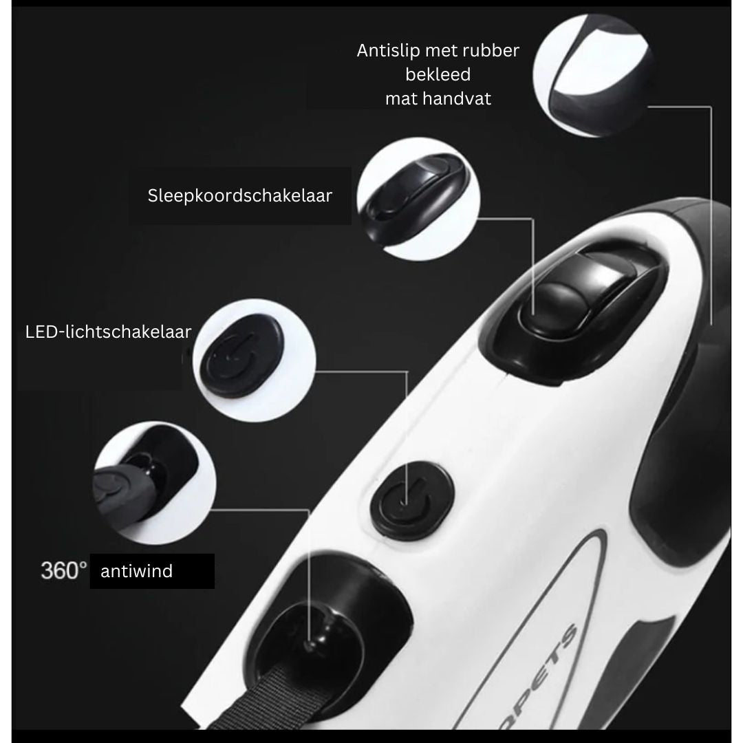 Retractable Dog Leash with LED Light - SafePaw Bowlift