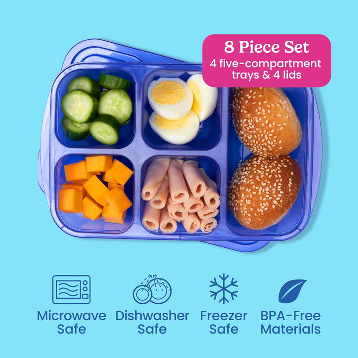 BowLift | Reusable 5-compartment Food Storage Containers – 8-piece Set