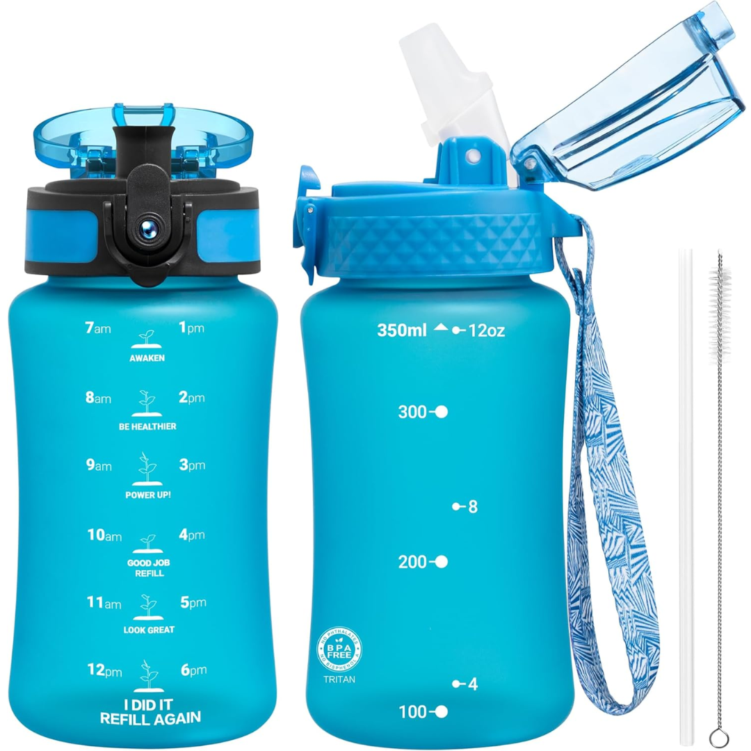 BowLift | Reusable Tritan plastic water bottle with straw & chug lids