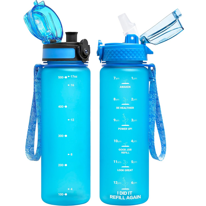 BowLift | Reusable Tritan plastic water bottle with straw & chug lids