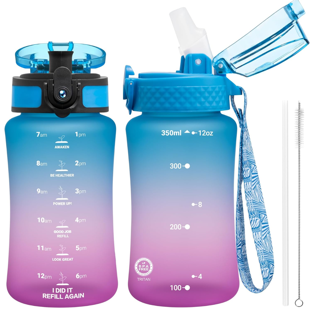 BowLift | Reusable Tritan plastic water bottle with straw & chug lids