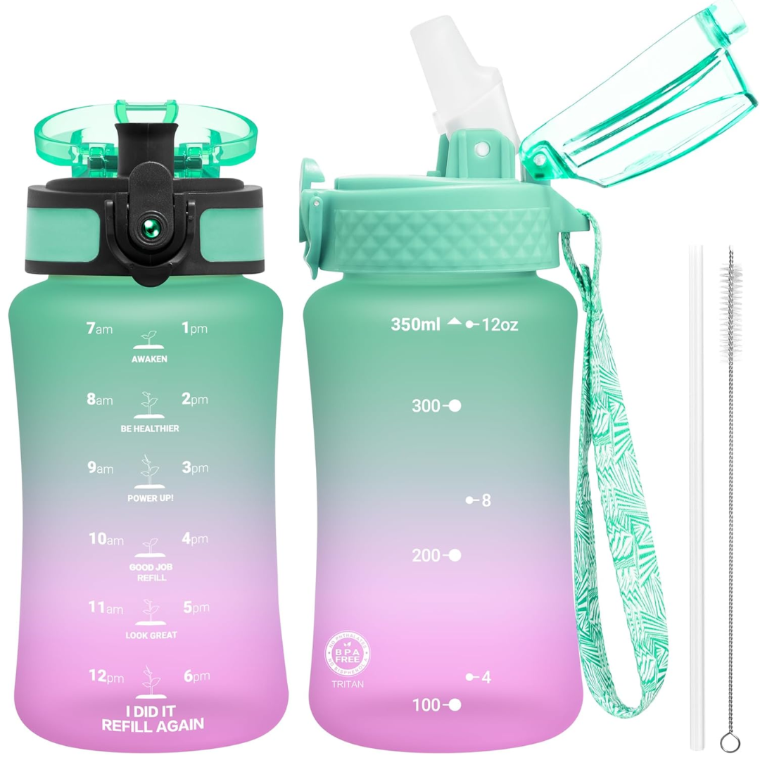 BowLift | Reusable Tritan plastic water bottle with straw & chug lids