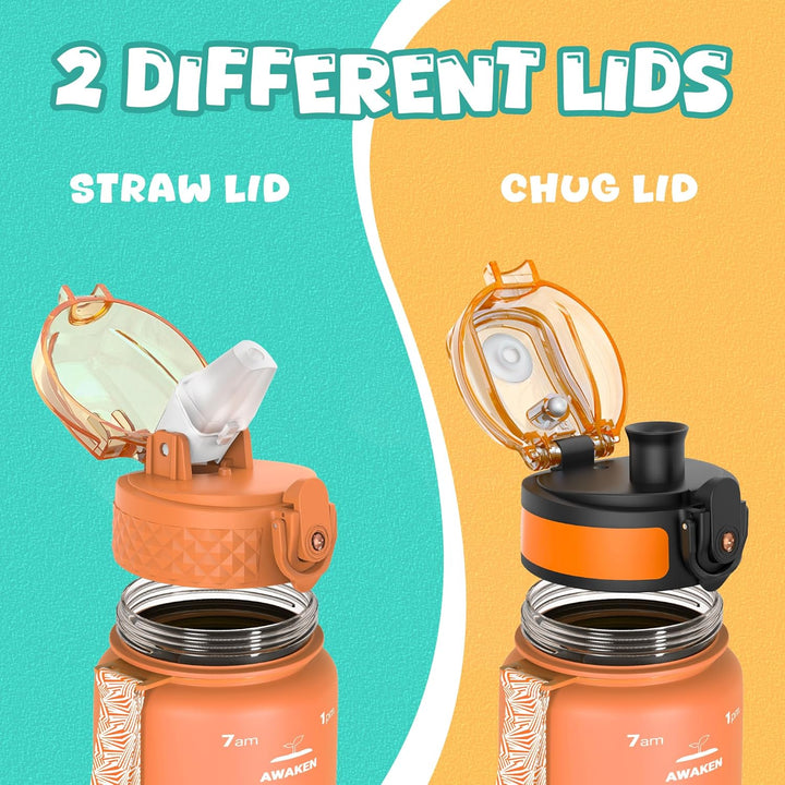 BowLift | Reusable Tritan plastic water bottle with straw & chug lids