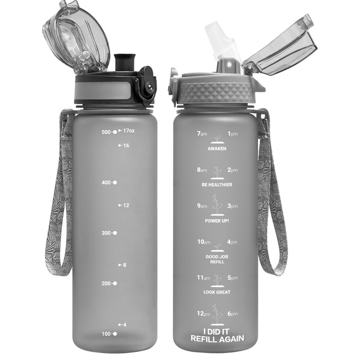 BowLift | Reusable Tritan plastic water bottle with straw & chug lids