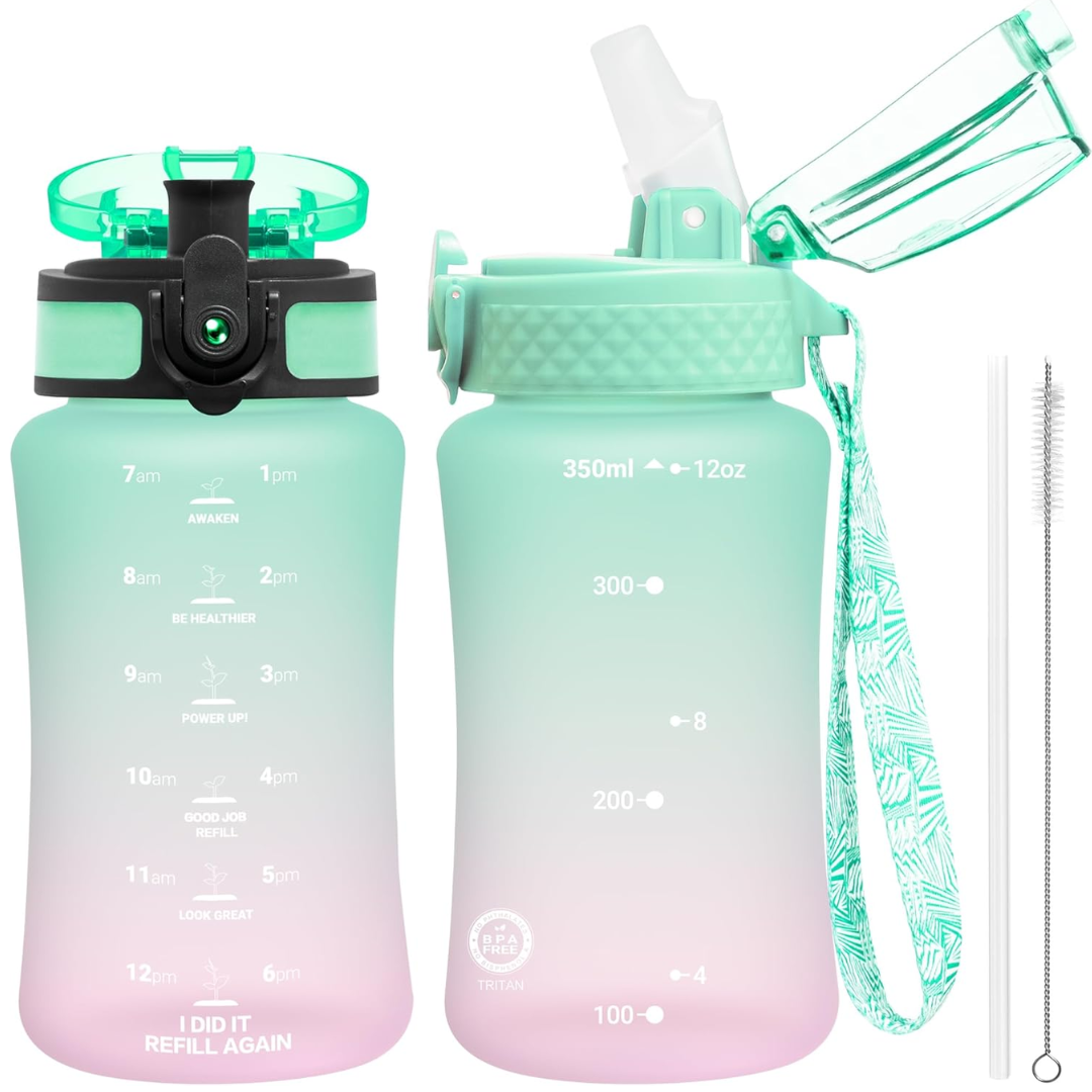 BowLift | Reusable Tritan plastic water bottle with straw & chug lids