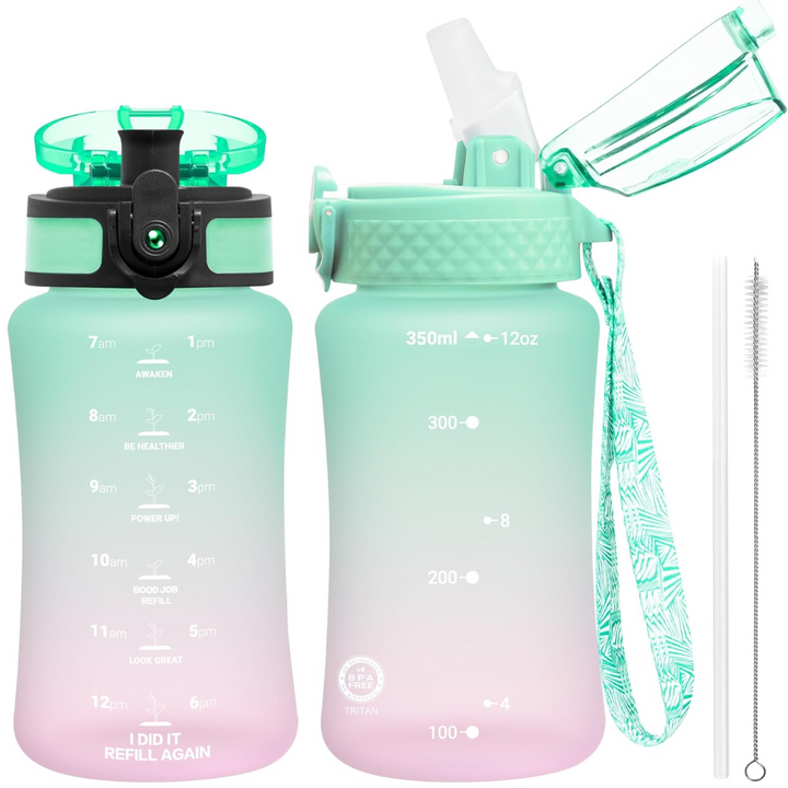 BowLift | Reusable Tritan plastic water bottle with straw & chug lids