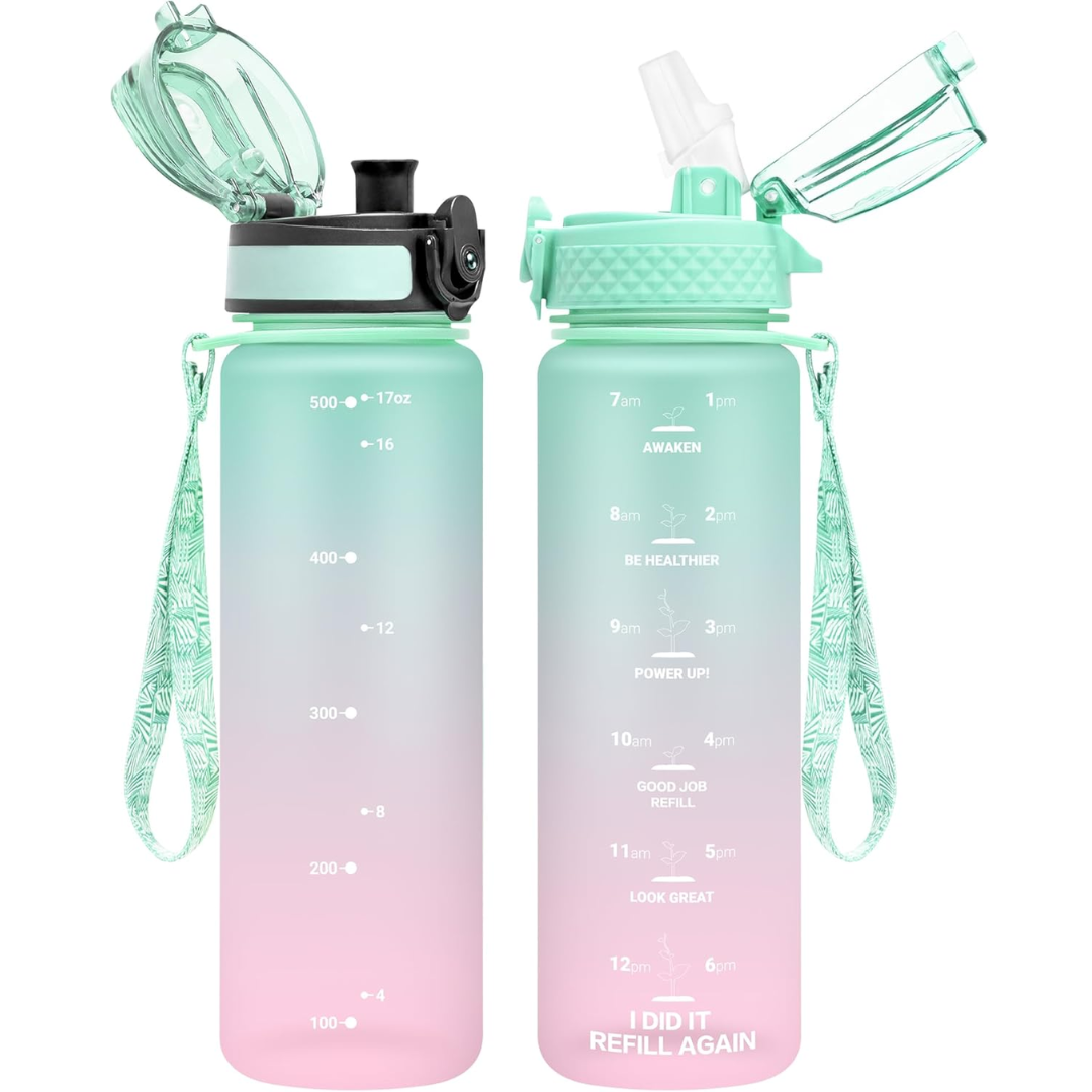BowLift | Reusable Tritan plastic water bottle with straw & chug lids
