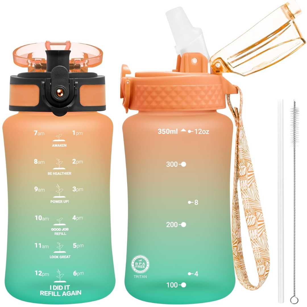 BowLift | Reusable Tritan plastic water bottle with straw & chug lids