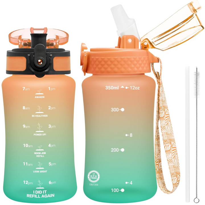 BowLift | Reusable Tritan plastic water bottle with straw & chug lids