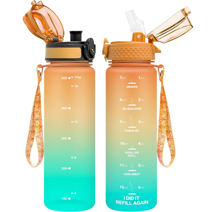 BowLift | Reusable Tritan plastic water bottle with straw & chug lids