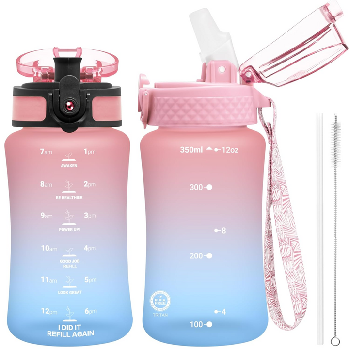 BowLift | Reusable Tritan plastic water bottle with straw & chug lids