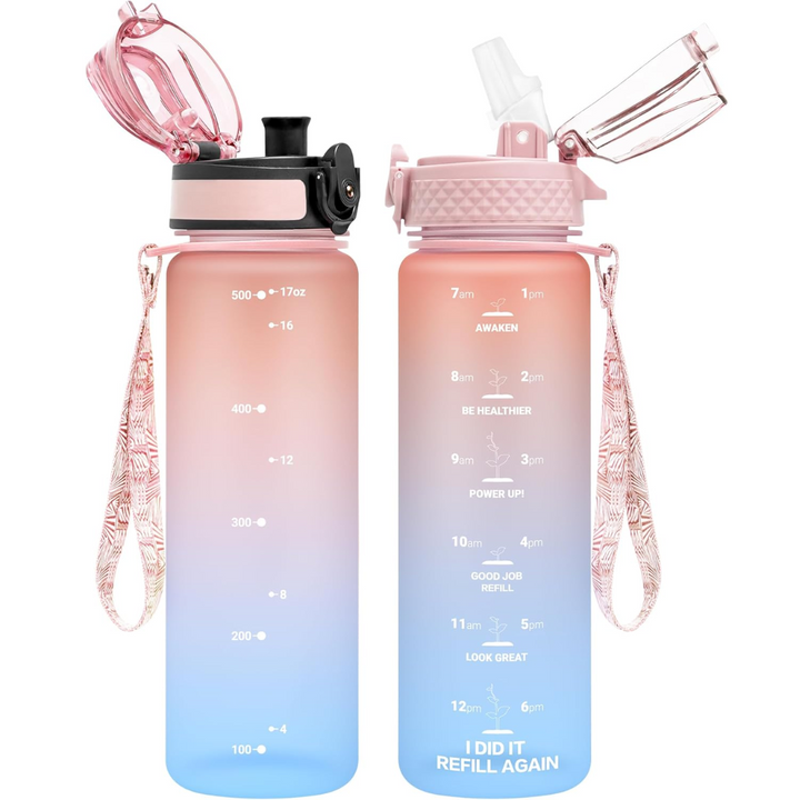 BowLift | Reusable Tritan plastic water bottle with straw & chug lids