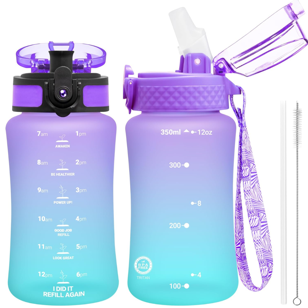 BowLift | Reusable Tritan plastic water bottle with straw & chug lids