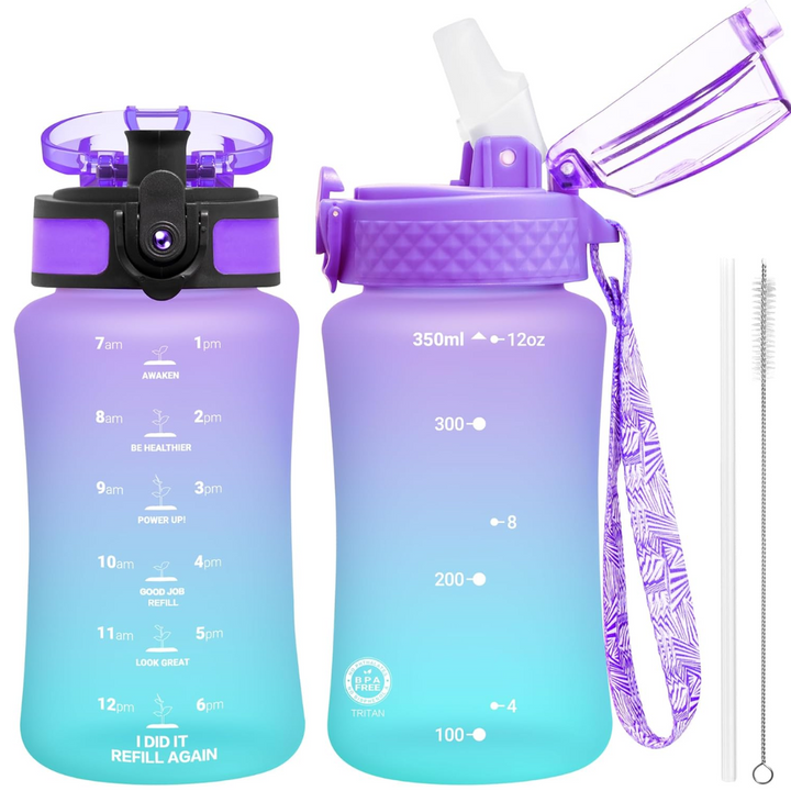 BowLift | Reusable Tritan plastic water bottle with straw & chug lids